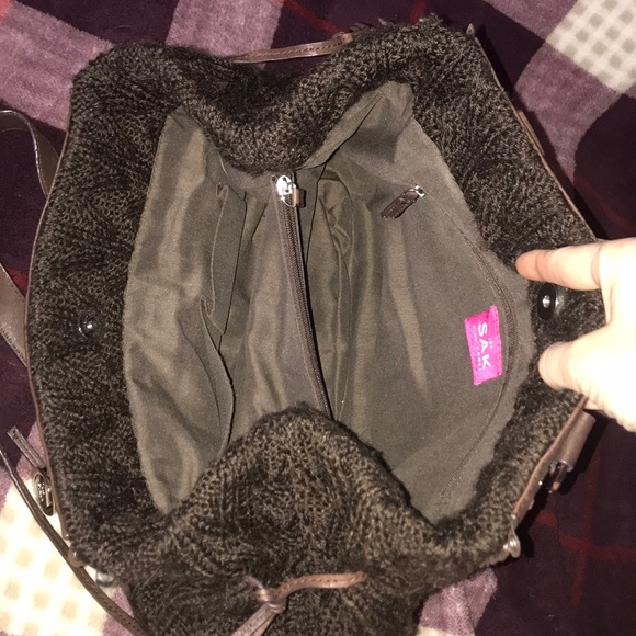 The Sak Brown Knit Sweater Purse with Leather Trim - Picture 12 of 16